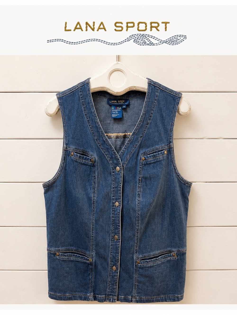 LANA SPORT Blue Denim Sleeveless Vest – Large (14)